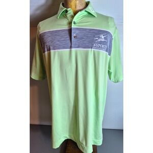 Footjoy Golf Titleist Sleeve Patch Mens Polo Shirt M Green Gray Athletic Fit